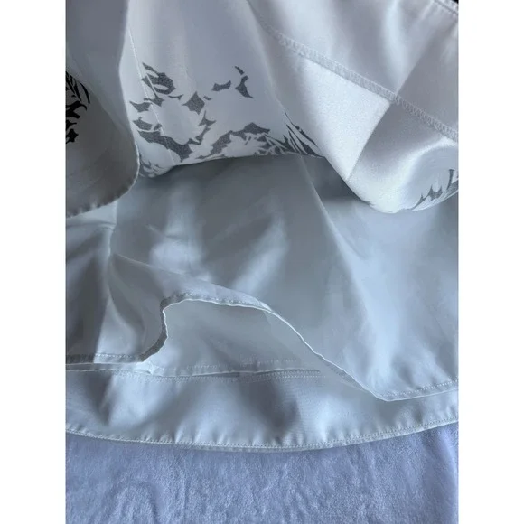 White House Black Market Midi Skirt Black White Size 14 Floral A-Line Romantic - Picture 6 of 12